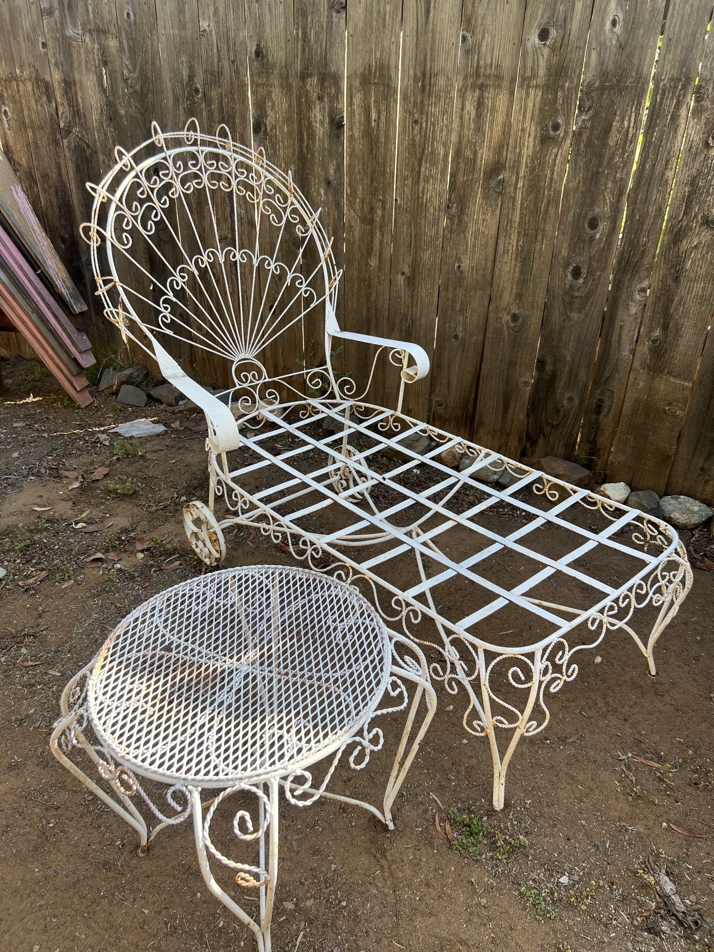 Ornate, Victorian Chase Lounge. Metal Lounge & Side Table