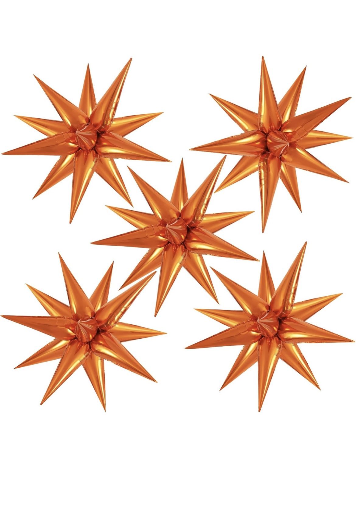 6 Assembled Orange Star Foil Starburst Balloons