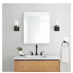 Glacier Bay 24 in. W x 30 in. H Rectangular Brushed Nickel Medicine Cabinet with Mirror