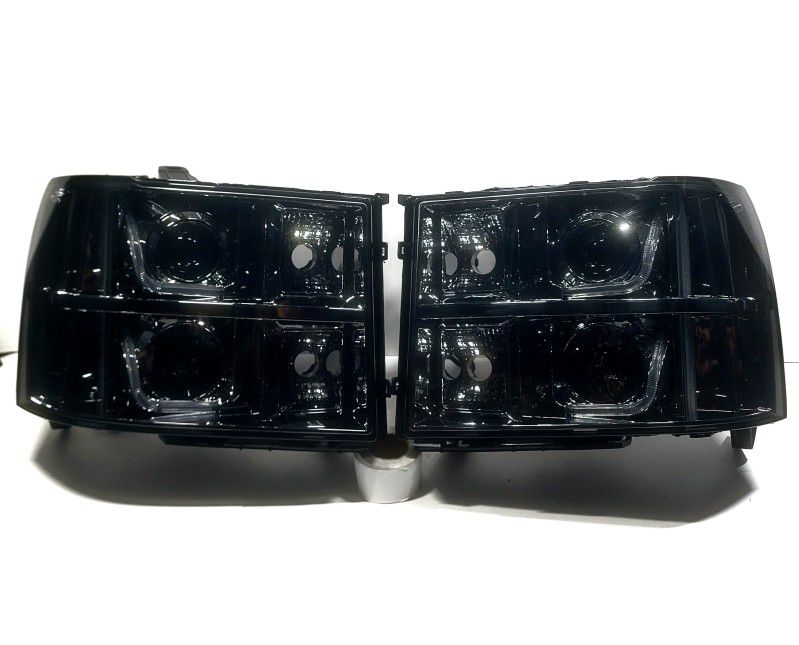 HEADLIGHTS FOR 07-14 GMC SIERRA PICKUP SMOKED/CLEAR LED DRL PROJECTOR 