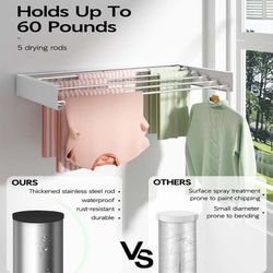Wall mounted collapsable clothes drying rack