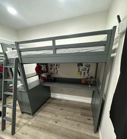 Chadwick Twin Gray Loft Bed with Desk