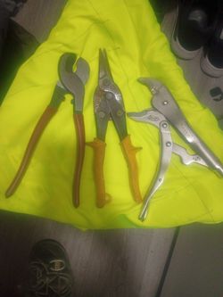 Klein  pliers and husky vice grip , and swiss cutters