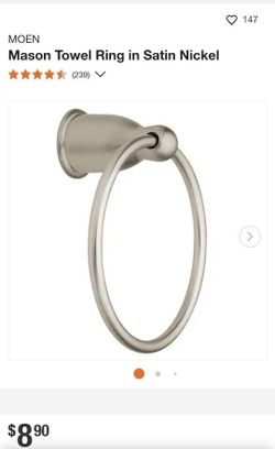MOEN Mason Satin NICKEL, YB8086SN Towel RING, TO BE SOLD ALL 3 AS A PACK, EASY INSTALL, (SE HABLA ESPAÑOL), PICK UP ONLY