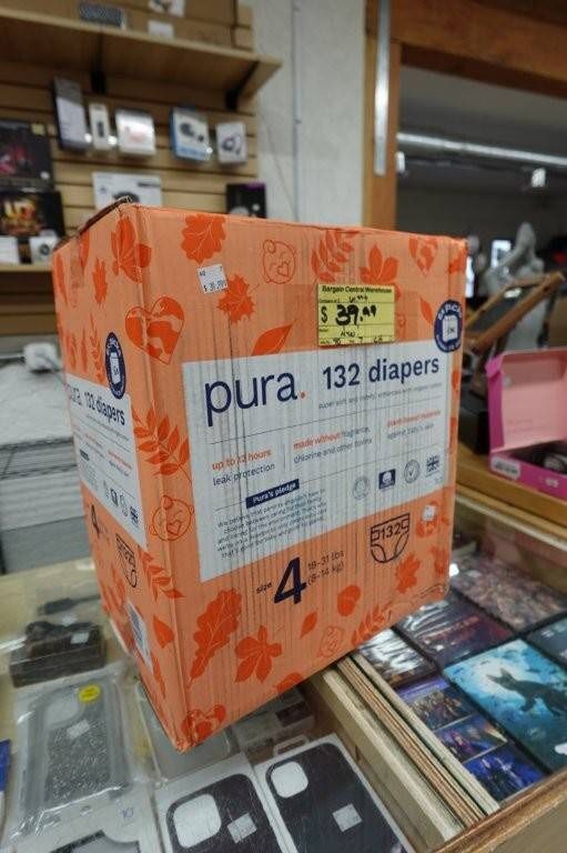 Pura Sensitive Soft Sustainable Baby Diapers, Size 4, 132 Count 