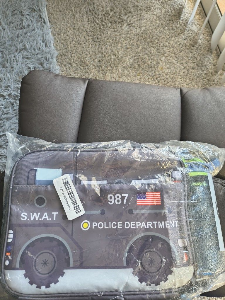 New Kids Lunch Bag With Water Bottle Swat Police Bag