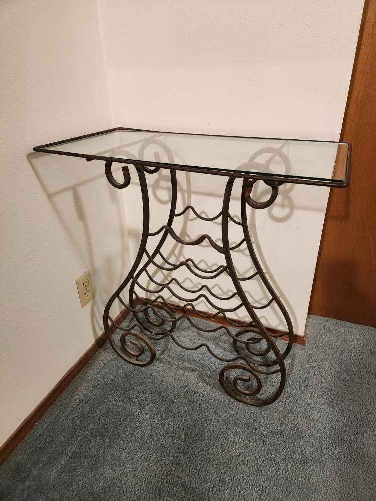 Side Glass Table, Wine Rack