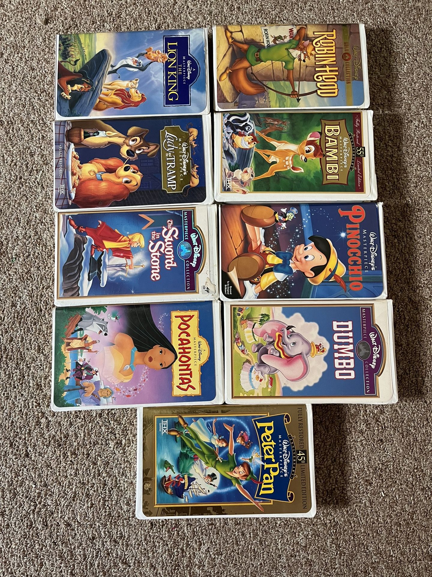 Walt Disney Masterpiece Collection Vhs Movies
