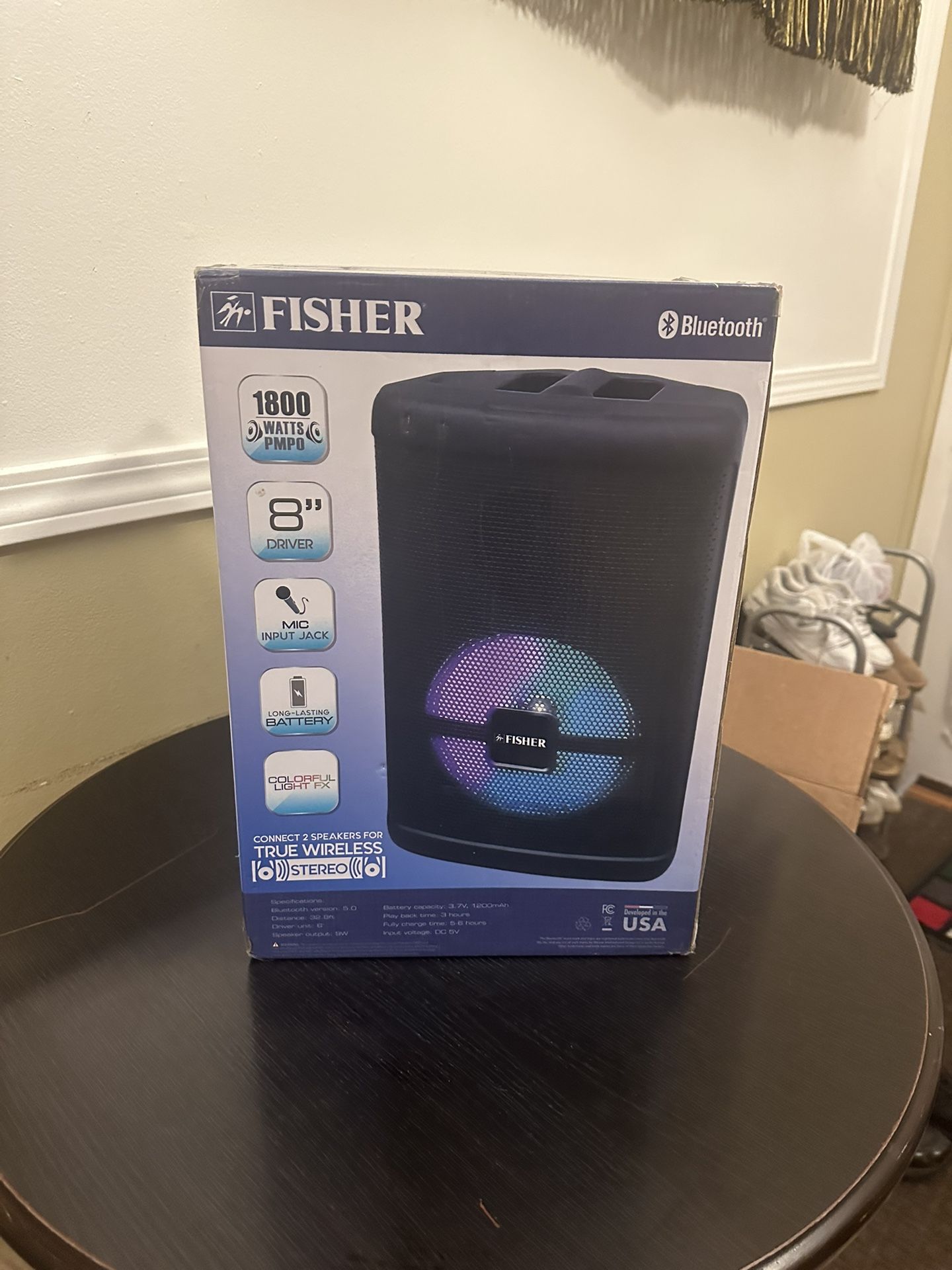 8"LED FLAME LIGHT SPEAKER 1800 WATTS 8"DRIVER KARAOKE MODE 4 COLORFUL LIGHT FX