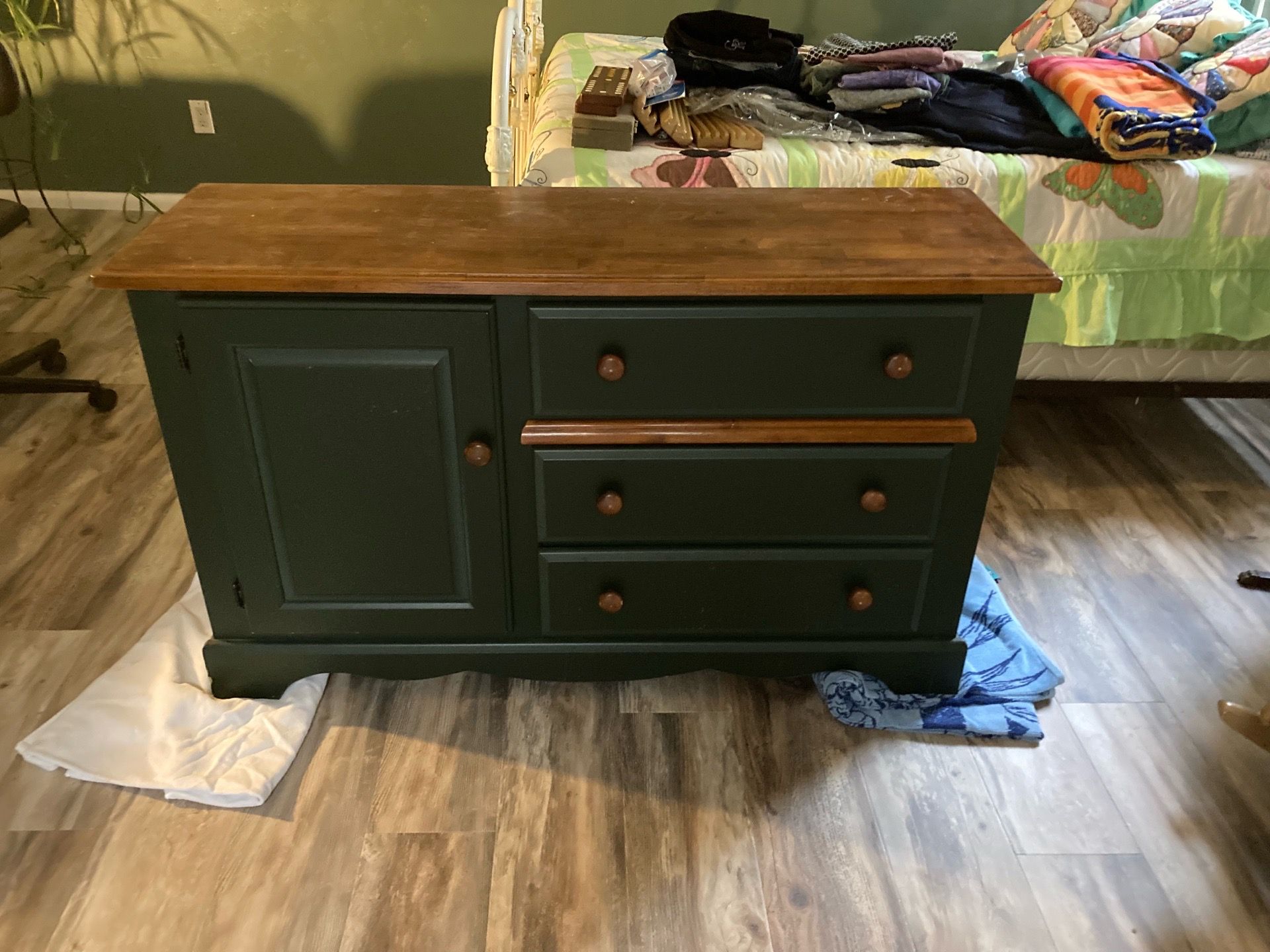 Tv Stand/Dresser Wood and Green