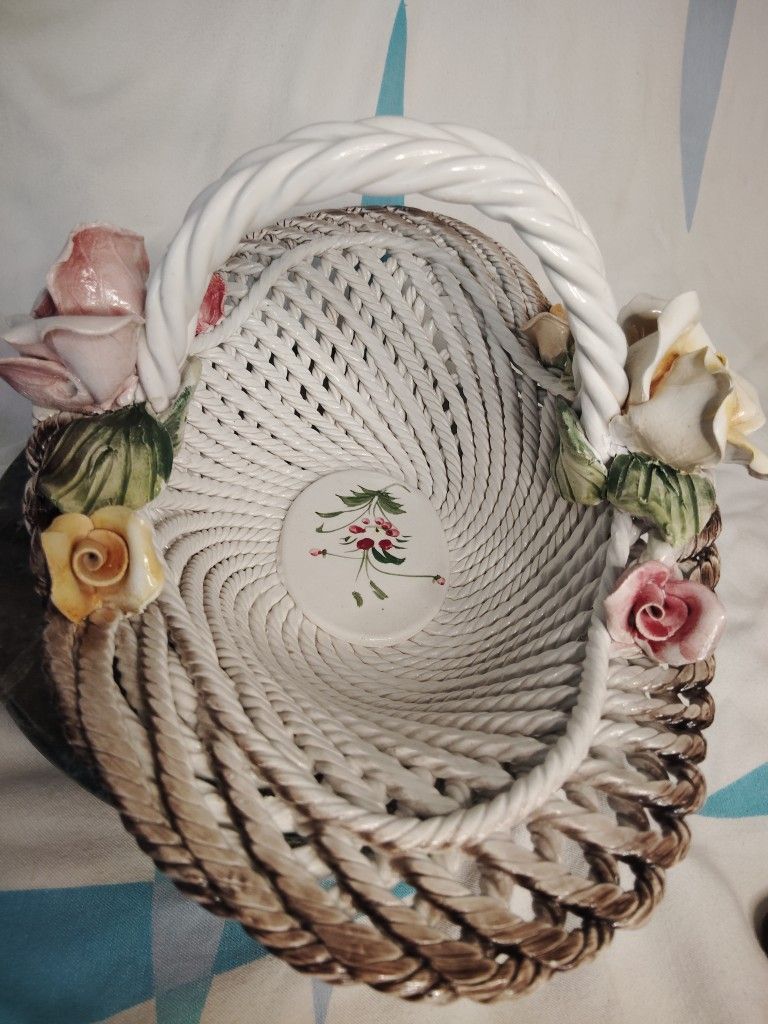 Porcelain Flower Basket From Italy