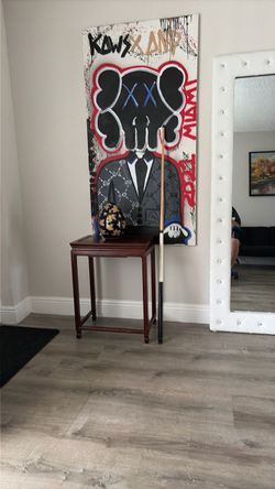 Miscellaneous Items: Side Table, Pool Cue & Decorative Egg, $100
