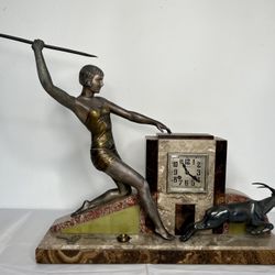 Art Deco Monumental Bordsur Comptoir General M. Schnerb Clock