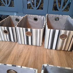 Storage Baskets - Fabric With Silver Grommets 