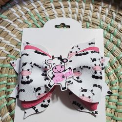 Cute Cow Hairbow 🎀