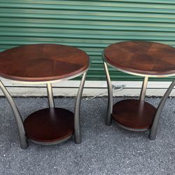 Pair of Round End Tables 