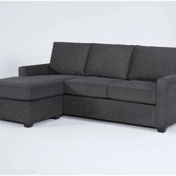 Slate Grey Fabric 91" Sofa with Reversible Chaise |