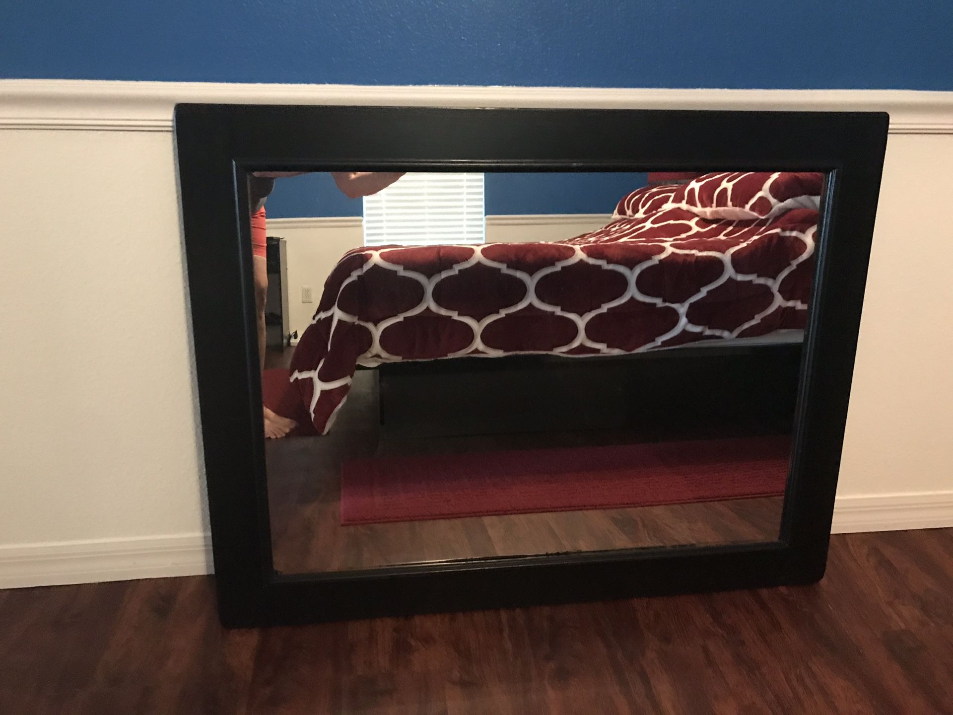 Black framed wall mirror 44"x34"