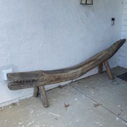 Ancient hand carved wood bench