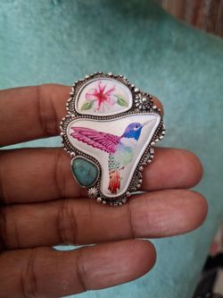 Hummingbird ring with Turquoise Stone
