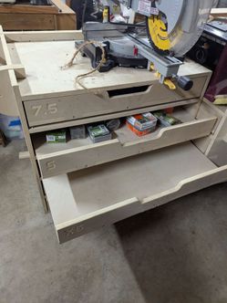 Handmade Plywood Workshop Storage Cart with Drawers on wheels