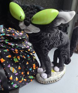 Animated Black Cat & Stuffed Fabric Halloween Bag