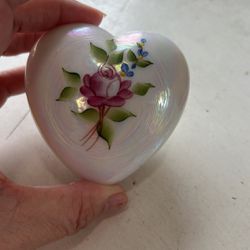 Westmoreland Glass Iridescent Signed Dated Trinket Heart 
