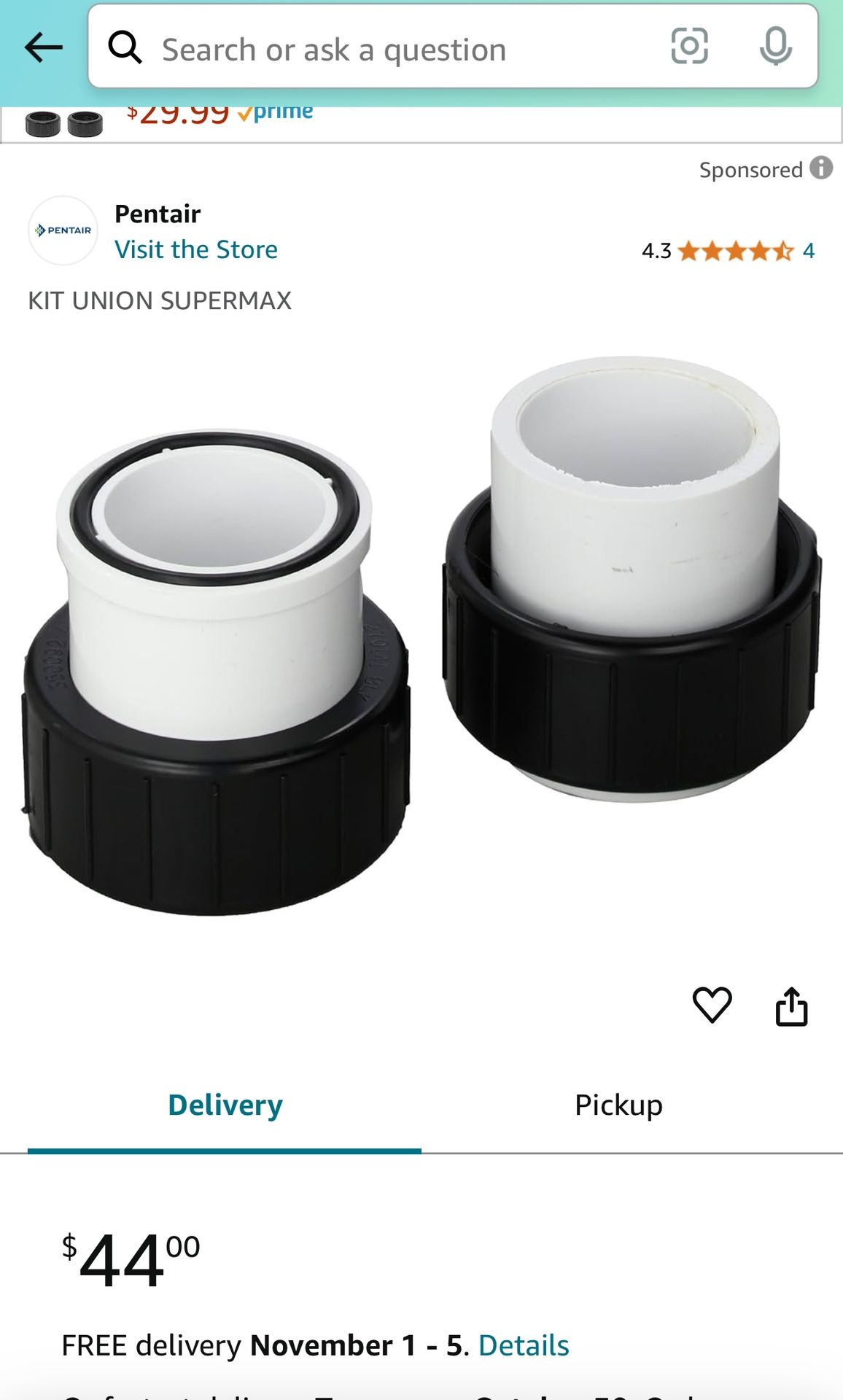 Pentair KIT UNION SUPERMAX