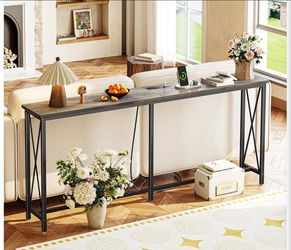2 Industrial Console Tables with Power Outlets