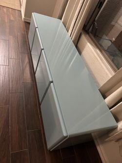Light Blue Gloss Low-Profile Dresser with Drawers