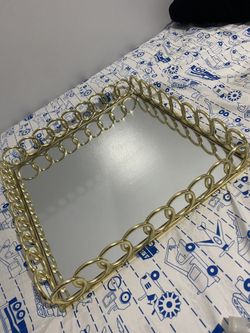 Square Link Mirrored Tray