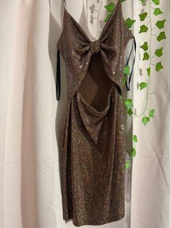 Sparkly Sequin Open Back Midi Dress – Size M (Papaya)