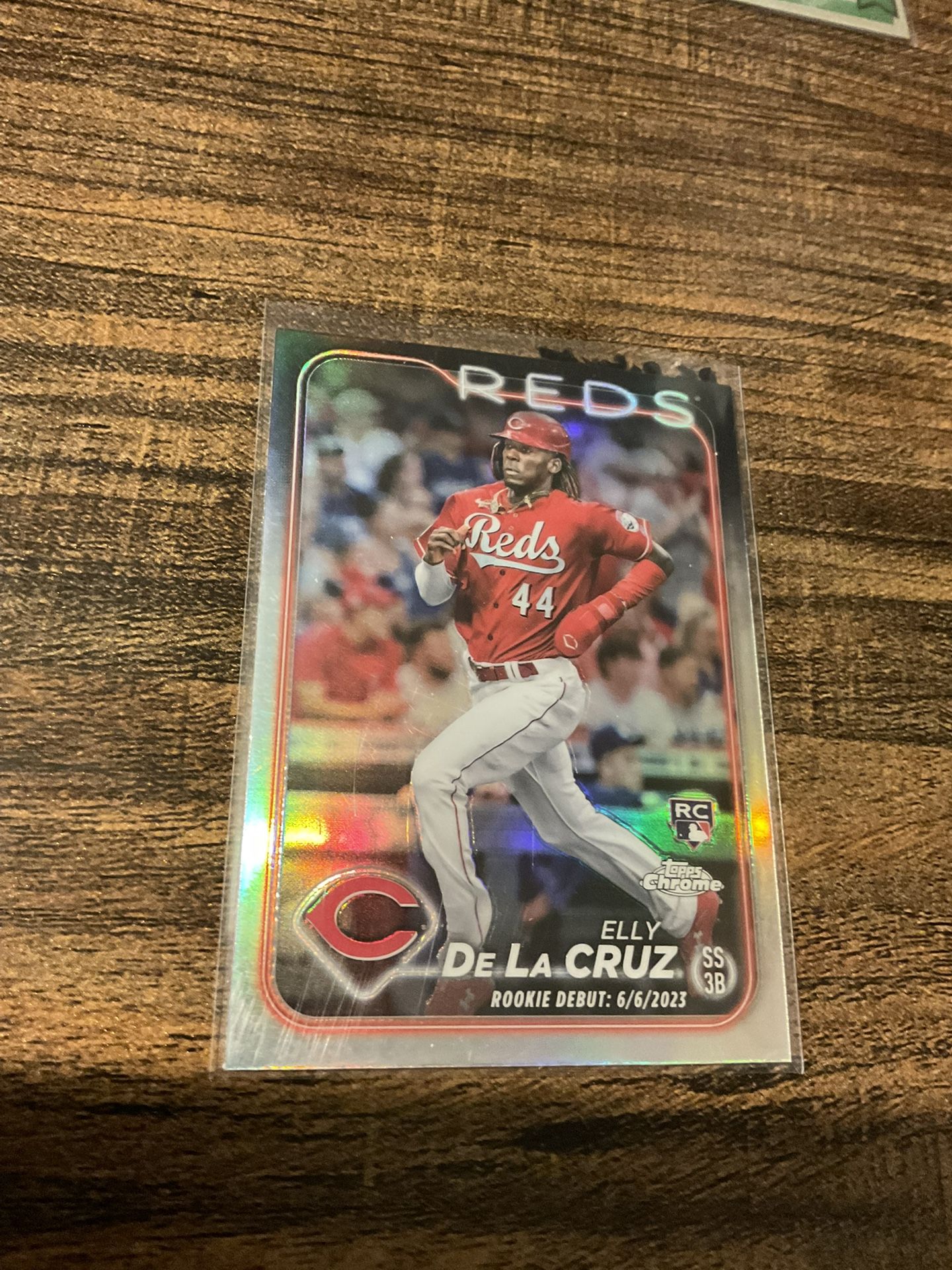 2024 Topps Chrome Elly De La Cruz Rookie Refractor Baseball Card Cincinnati Reds Rising Star
