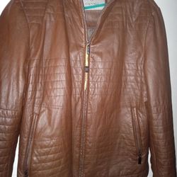 Canali Fine Leather Bomber Brown Jacket Made In Italy  1size  Arm Length 26inc Jacket Length 271/2 Ince.