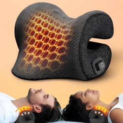 
3s Heated Neck Stretcher for Neck Pain Relief, Graphene Heating Pad, Odorless Neck Cloud Cervical Traction Device Chiropractic Pillow for Neck and Sh