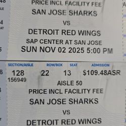 San Jose Sharks vs  Detroit Red Wings Fútbol Soccer.