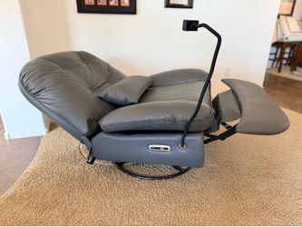 Gray leather power reclining chair