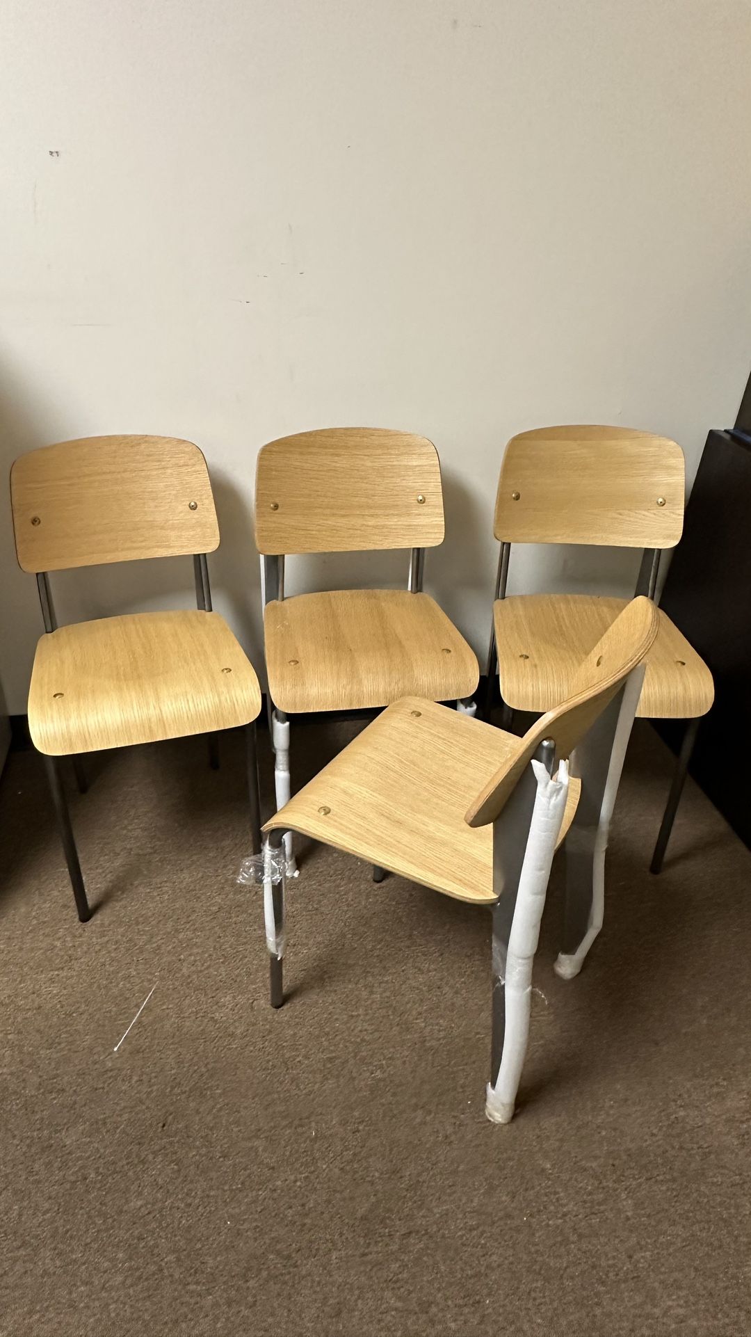 Dining Chairs Vintage Wood, Metal Leg, Home Breakfast Cafe Kitchen Chairs, Modern Commercial Conference Restaurant Side Chair 