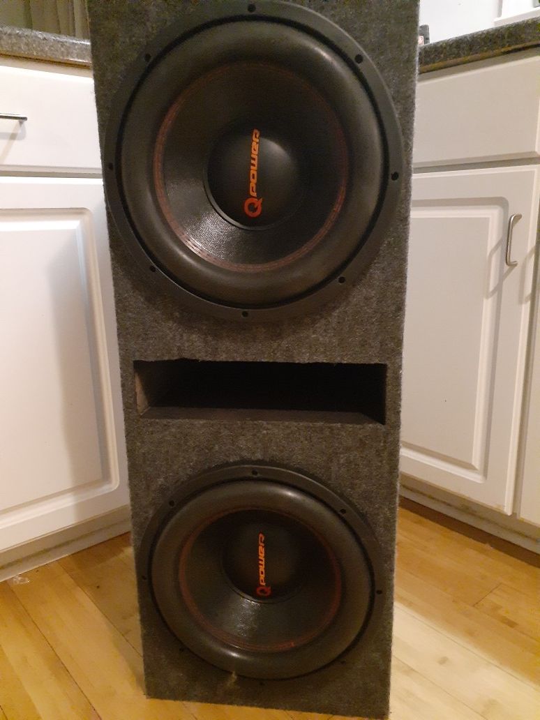 Q Power 12-inch subs in box