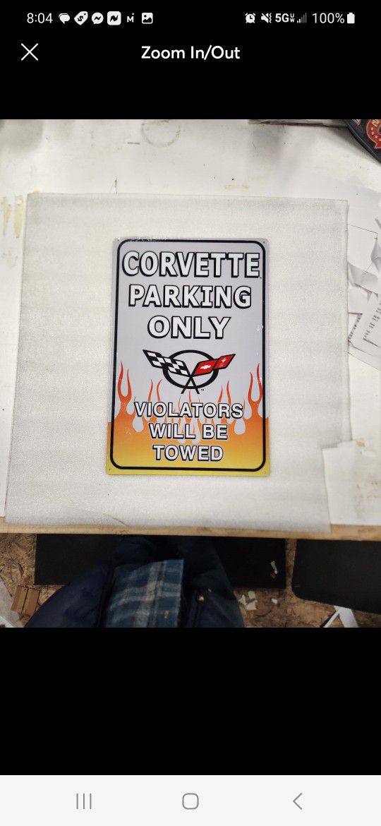 Chevy Corvette Muscle Car Parking Only Metal Sign 