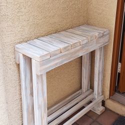 30"H X 30"W X 10"D 🌱Solid Wood Entry Console Table with Shelf ::: Distressed Still Gray/White 