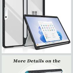 Case for Microsoft Surface Pro 11/10/9/8 13-Inch All-in-One Rugged Case - Compatible with Type Cover Keyboards, (Transparent)