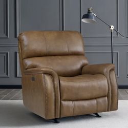 Barcalounger Presley Leather Power Rocker Recliner with Power Headrest