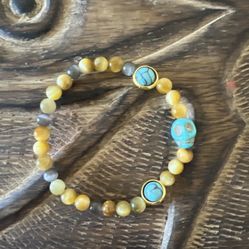 Premium gemstone and metal alloy stretch bracelets