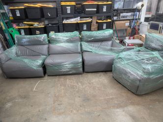 3 Piece Grey Sofa Recliner + Extra Chair