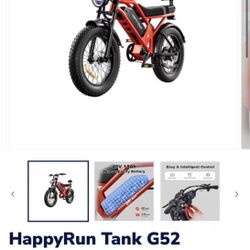 Happyrun G52 750W Electric Bike for Adults, 1500W Peak, 48V 18Ah Battery, 32MPH Max Speed, 68 Mile Range, 20"x4" Fat Tire E-Bike