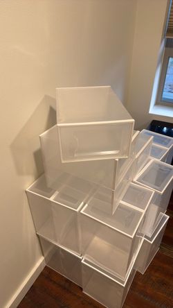 Clear Plastic Sneaker Storage Boxes with door fronts