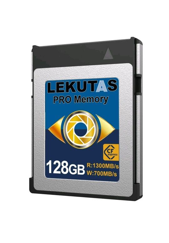 128GB CFExpress Type B Memory Card R1300MB/s W700MB/s XQD Card for 4K Cameras. UNTESTED SOLD AS-IS. This image shows a LEKUTAS PRO Memory CFexpress Ty