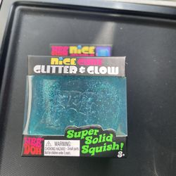 NeeDoh Nice Cube Glitter and Glow, Nee Doh Squishy, Glowing Ice Cube BLUE