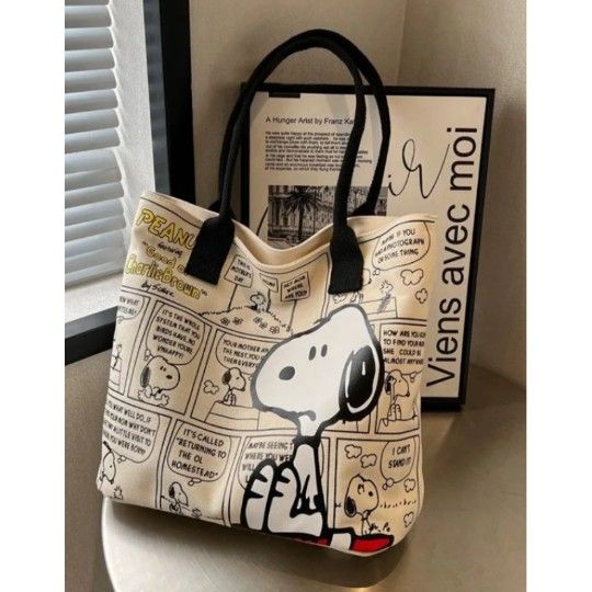 SNOOPY Large Capacity Canvas Tote Bag NEW 